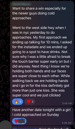 Cold approach becomes an instant date, kiss, and a second date lined up