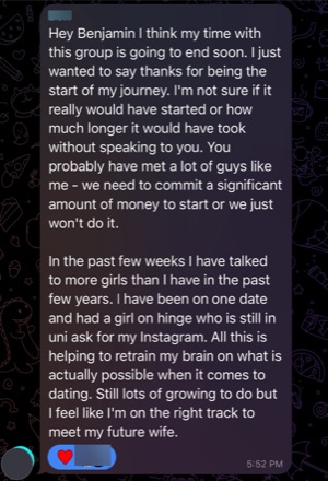 Client lands his first date and a Hinge match asking for his Instagram