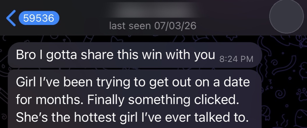 Client finally lands a date with the hottest girl he has talked to