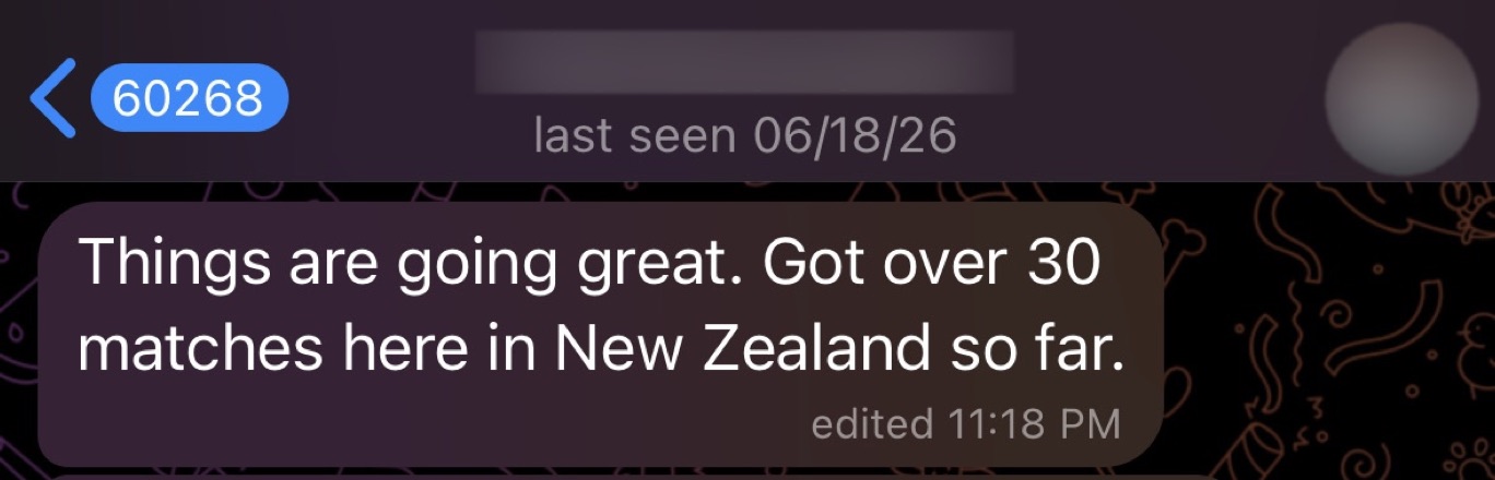 Client racks up over 30 app matches while traveling in New Zealand
