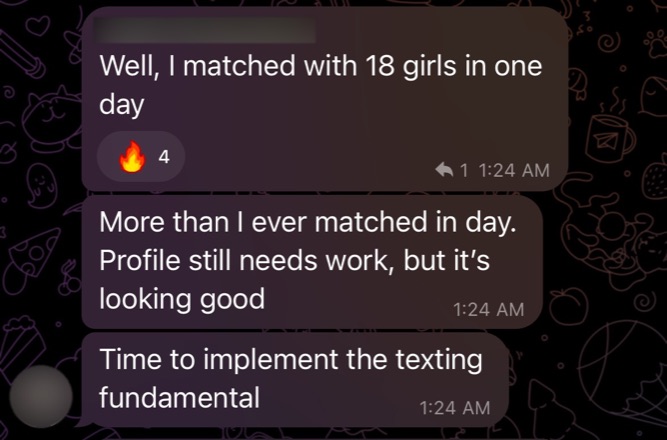 Client matches with 18 girls in a single day