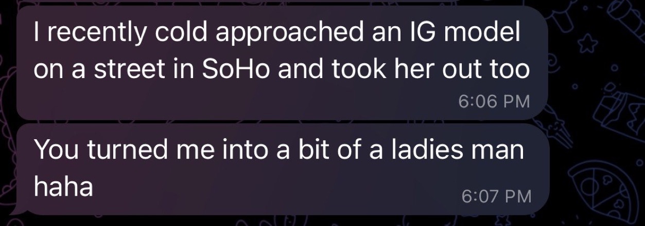 Client cold-approaches an Instagram model in SoHo and takes her on a date