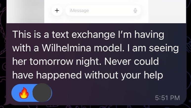 Text exchange with a model leads to a date tomorrow night