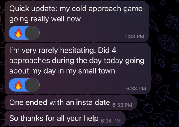 Client's daytime cold approach turns into an instant date